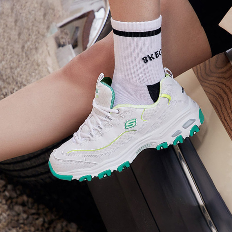 skechers秋季小白鞋网面老爹女鞋 skechers斯凯奇蔚亚时尚休闲鞋
