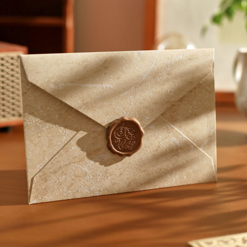 盐岛时光 鎏金浮雕纹理信封信纸火漆套装 加厚高级质感送男女朋友,淘宝优惠券,粉丝福利购,淘宝优惠卷