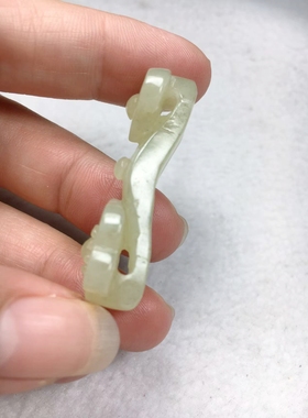 黄白老玉如意吊坠和田玉挂件一物一图天然玉石保真包邮