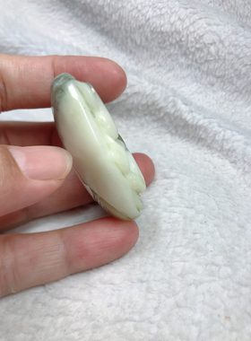 和田玉白皮析木河磨玉兔吊坠包邮