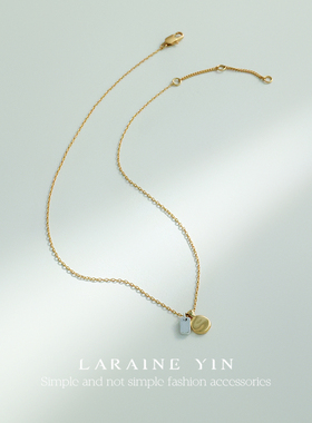 LARAINE YIN小众设计感金银撞色几何项链女镀18k金高级锁骨链ins