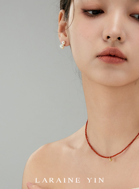 复古红玛瑙串珠小圆球吊坠项链