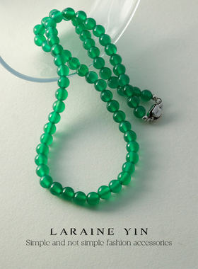 LARAINE YIN新中式国风绿玛瑙串珠项链轻奢叠戴锁骨链古风