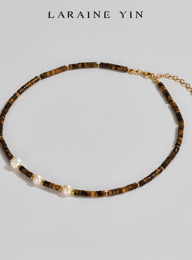 天然石串珠女三颗珍珠项链