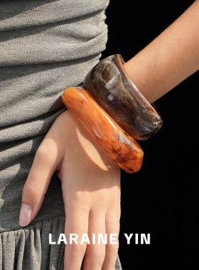 不规则树脂手镯女小众设计亚克力中古饰品高级感宽镯子时髦配饰