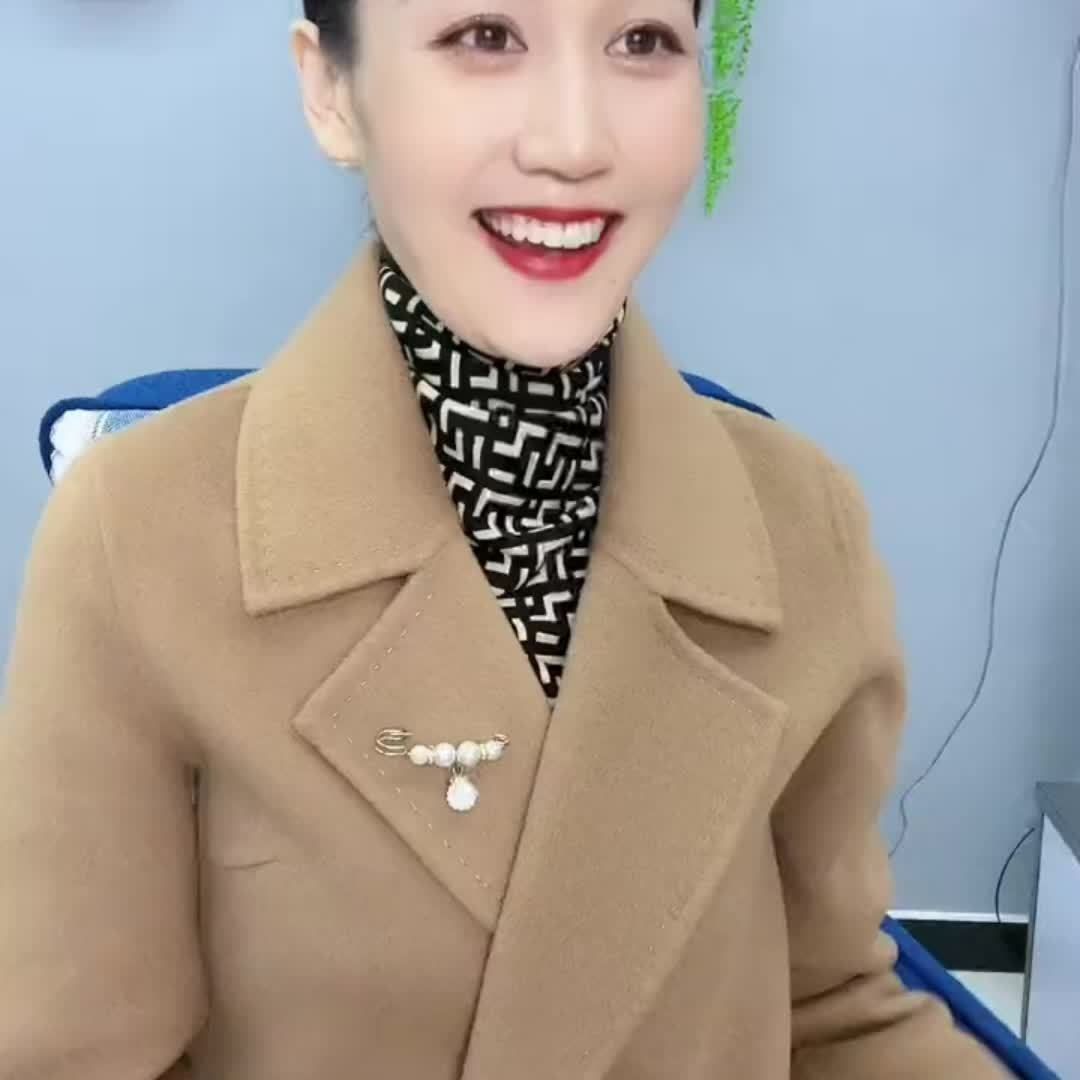 保暖三角围巾双排扣暗扣双层双面三角巾围巾韩系围脖女士护颈部女 - 图1