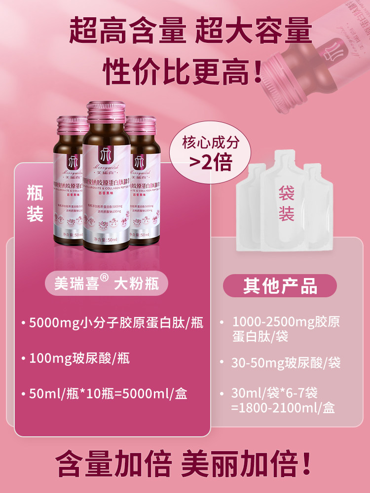 美瑞喜口服玻尿酸液态饮透明质酸钠 美瑞喜胶原蛋白