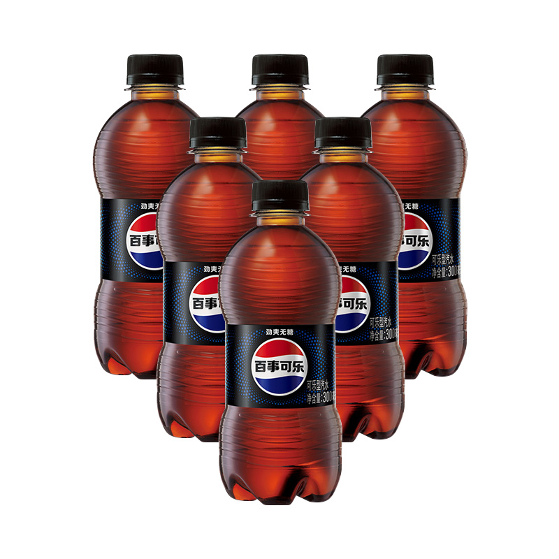 百事可乐300ml/瓶装无糖可乐气泡十足清爽风味味蕾无糖可乐休闲