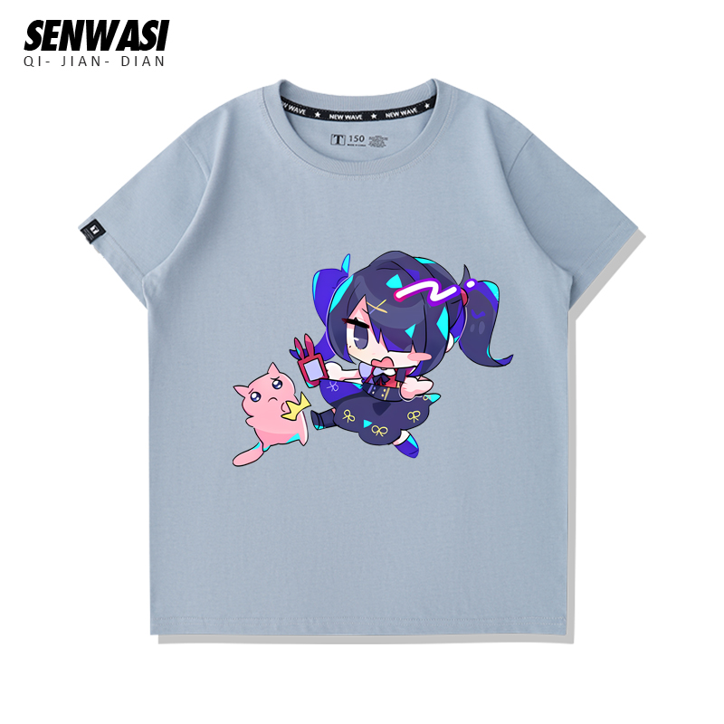 虚拟主播女孩重度依赖糖糖超天酱周边短袖男女夏季二次元可爱T恤 - 图0