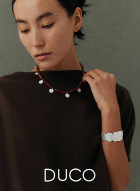 Amorflora爱心纹理小圆片垂挂项链原创925银条纹玛瑙【新品】