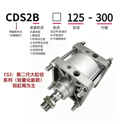 标准气缸CS2BN/CDS2BN125/140/160-25/50/75/100/125/150/175/200 - 图0