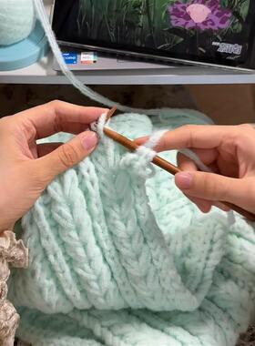 奶酪黄围巾毛线手工diy冬季氛围感编织围脖百搭云朵绵绵送女朋友