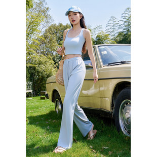 冰丝阔腿裤女夏高腰垂感显瘦