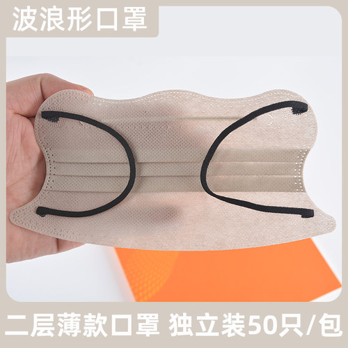 蝶形护眼角口罩二层薄款夏季超薄透气莫兰迪波浪形女高颜值白黑色 - 图2