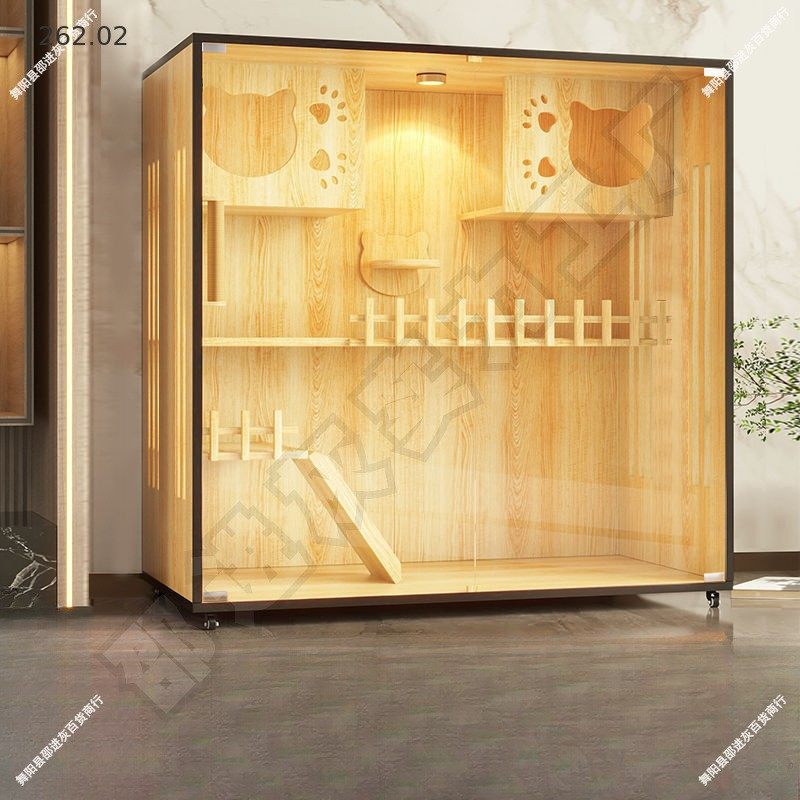 猫别墅家用木质大空间猫窝封闭式豪华猫舍猫柜宠物柜猫笼家用室内,淘宝优惠券,粉丝福利购,淘宝优惠卷