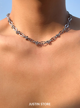 美式简约街头钛钢打结荆棘项链