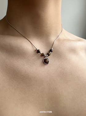 美拉德棕色项链男款2025新款