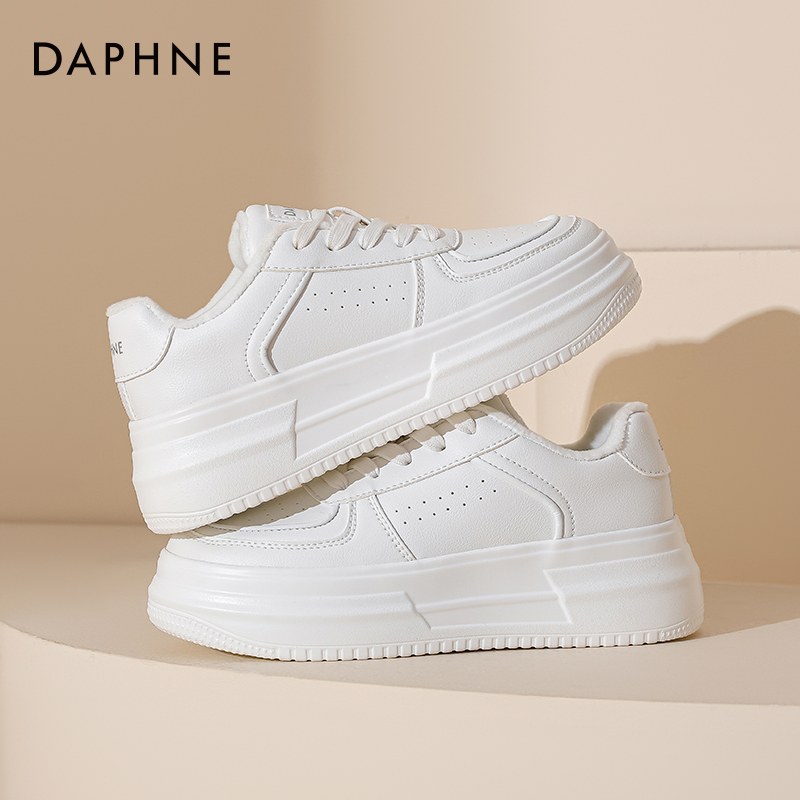 达芙妮厚底小白鞋女款2025新款爆款休闲雪地靴百搭加绒保暖鞋子女 - 图3