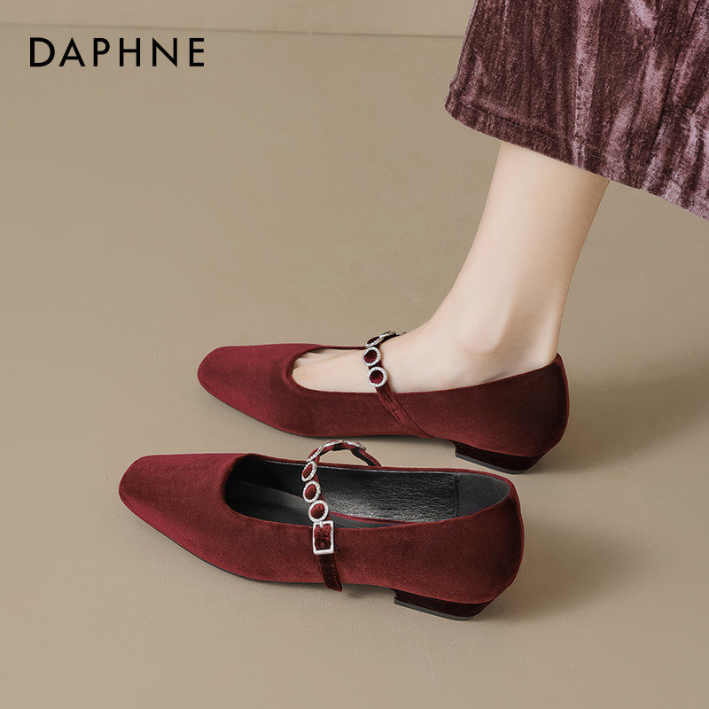 达芙妮红色婚鞋玛丽珍女2026新款秋冬粗跟复古单鞋法式伴娘新娘鞋,淘宝优惠券,粉丝福利购,淘宝优惠卷