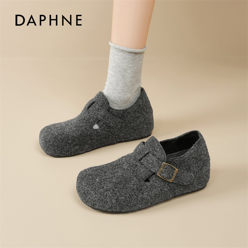 达芙妮灰色勃肯鞋女2026新款冬季一脚蹬孕妇单鞋厚底增高毛绒棉鞋,淘宝优惠券,粉丝福利购,淘宝优惠卷
