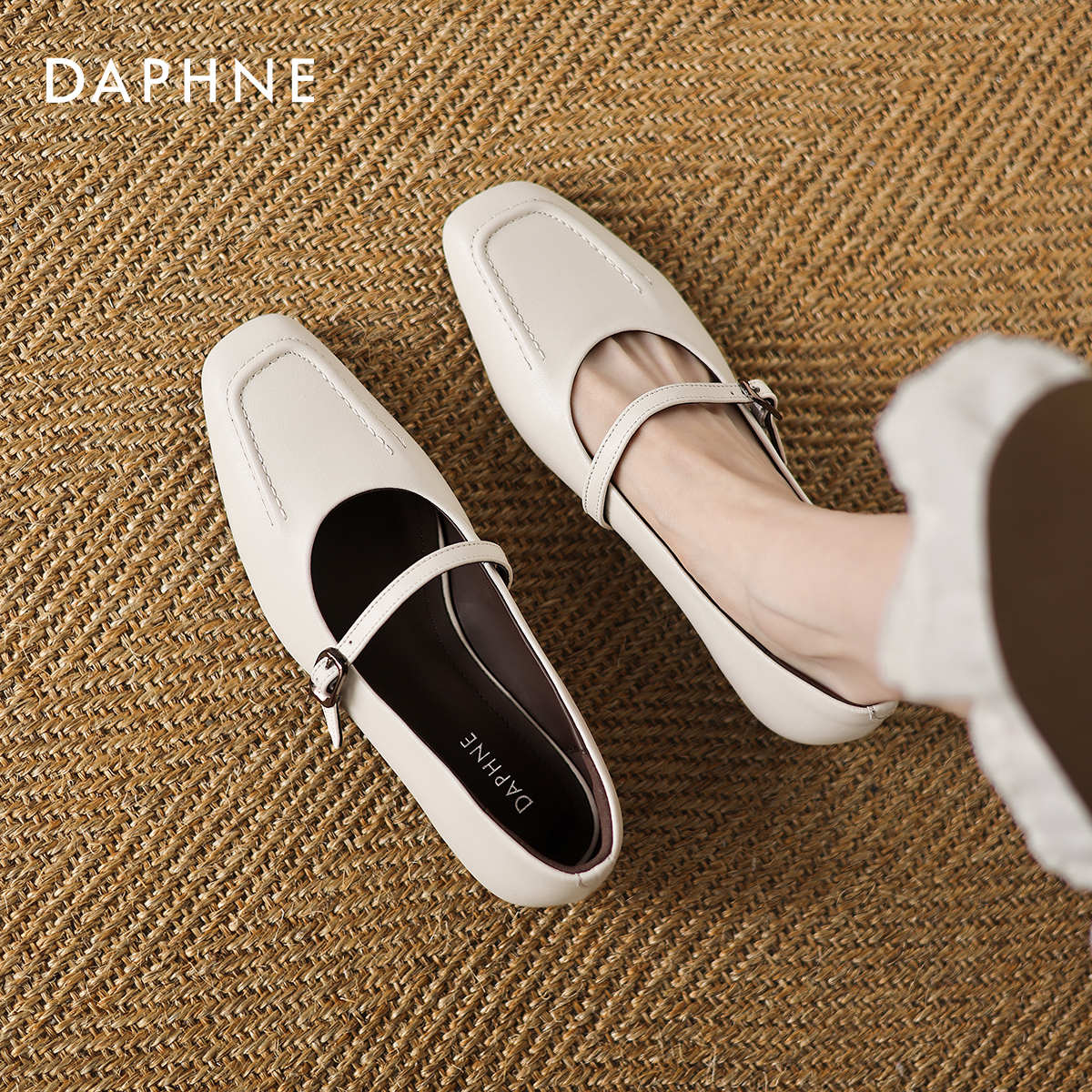 达芙妮银色单鞋女夏季2025新款乐福小皮鞋平底女鞋玛丽珍鞋女春秋 - 图1