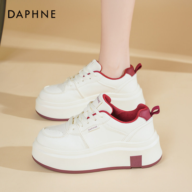 达芙妮厚底小白鞋女2025新款爆款秋季增高板鞋透气拼色休闲鞋子女,淘宝优惠券,粉丝福利购,淘宝优惠卷