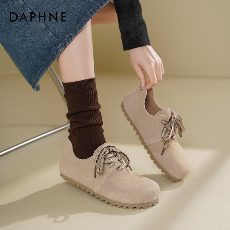 达芙妮全包勃肯鞋女2025新款秋季丑萌百搭吐司鞋平底系带复古单鞋,淘宝优惠券,粉丝福利购,淘宝优惠卷