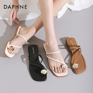 达芙妮拖鞋女夏外穿2024新款平底人字拖海边沙滩一字带夹脚凉拖鞋