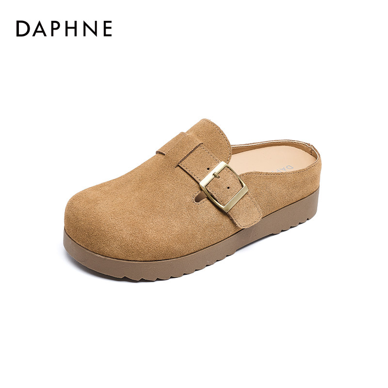 达芙妮内增高勃肯鞋女2025新款厚底外穿包头博肯半拖鞋舒适豆豆鞋,淘宝优惠券,粉丝福利购,淘宝优惠卷