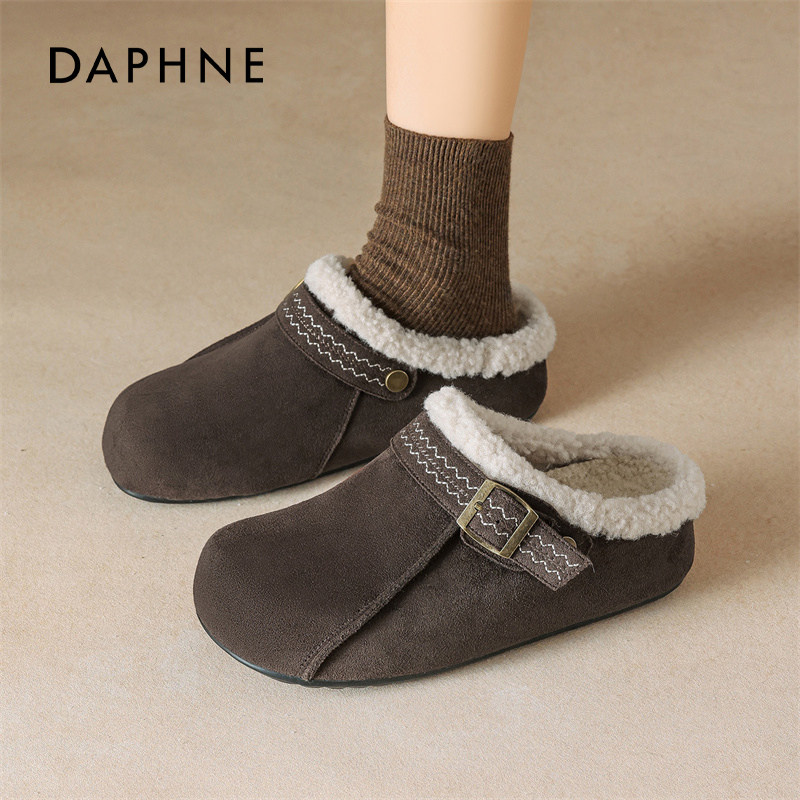 达芙妮厚底勃肯鞋女2026新款冬季保暖毛毛雪地靴孕妇单鞋加绒棉鞋,淘宝优惠券,粉丝福利购,淘宝优惠卷