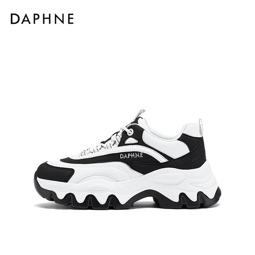 达芙妮老爹鞋女款2025新款冬增高鞋子女厚底黑色女鞋休闲运动鞋子 - 图0