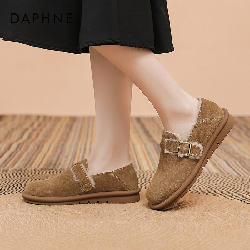 达芙妮勃肯鞋女2023秋冬新款加绒复古一脚蹬单鞋软底孕妇妈妈鞋,淘宝优惠券,粉丝福利购,淘宝优惠卷