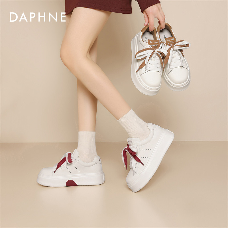 达芙妮厚底小白鞋女2025新款爆款秋季增高板鞋透气拼色休闲鞋子女,淘宝优惠券,粉丝福利购,淘宝优惠卷