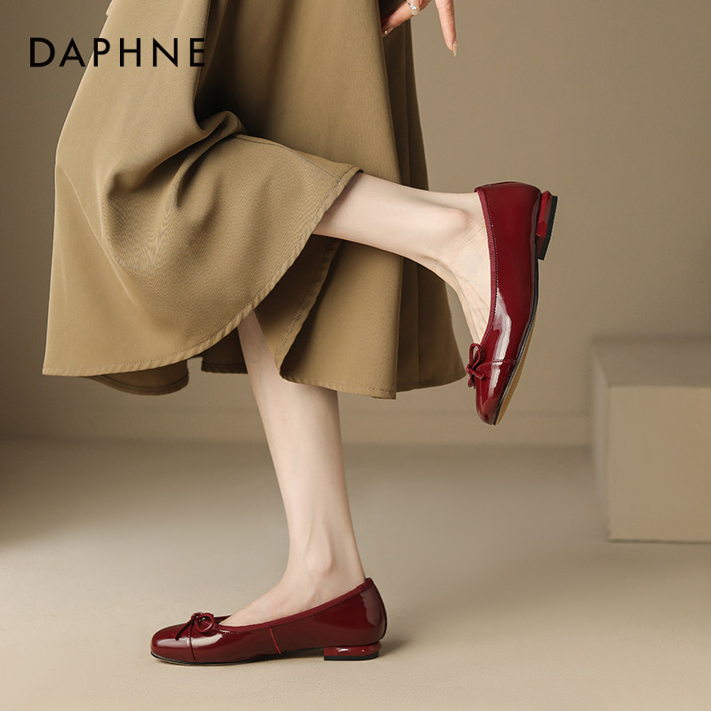 达芙妮单鞋女红色玛丽珍鞋女鞋平底鞋2026春季新款婚鞋浅口小皮鞋,淘宝优惠券,粉丝福利购,淘宝优惠卷