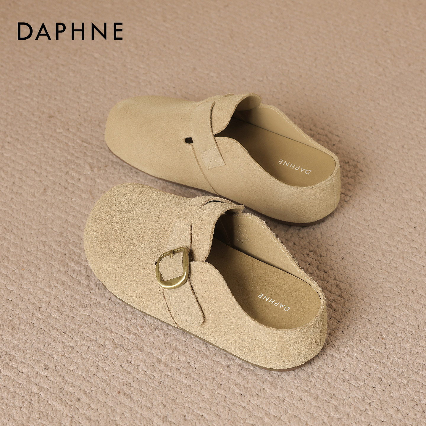 达芙妮厚底勃肯鞋女2026春季新款一脚蹬半拖外穿真皮软底孕妇单鞋,淘宝优惠券,粉丝福利购,淘宝优惠卷