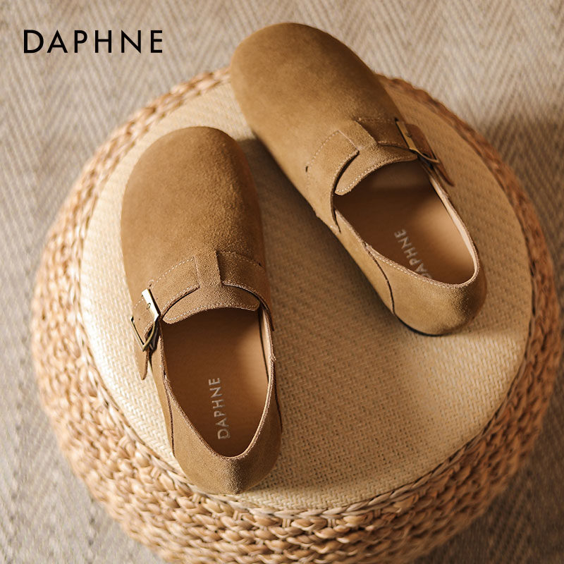 达芙妮真皮勃肯鞋女2025新款春季平底单鞋一脚蹬软底半拖鞋豆豆鞋,淘宝优惠券,粉丝福利购,淘宝优惠卷