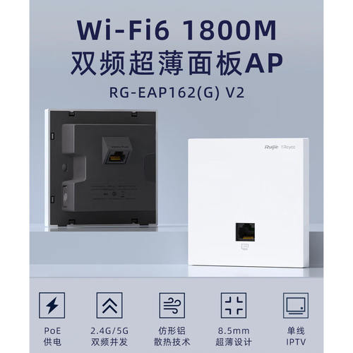 Ruijie锐捷睿易WiFi6无线AP面板RG-EAP162G V2路由器EG105G-P-L套装 全屋WiFi覆盖家用5口AC千兆POE网关组网 - 图0