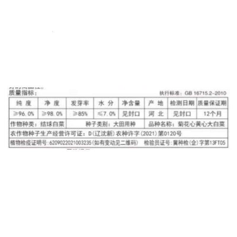 菊花心黄心大白菜种子早熟北京小杂56天超甜鸡蛋黄大白菜蔬菜种籽
