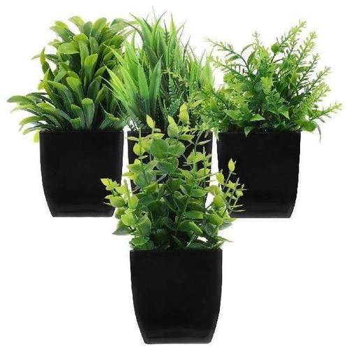 4Pcs Artificial Plant Small Fake Eucalyptus Plastic Indoor - 图0