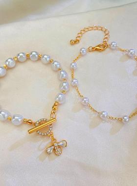 时尚吊坠珍珠手炼女法式手镯手炼