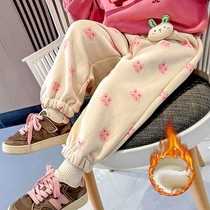 Girl Plus Suede Pants Autumn Winter Thickened integrated suede Korean version underpants Wear Casual Long Pants 2023 New Winter