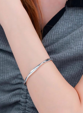 s925纯银开口莫比乌斯手镯