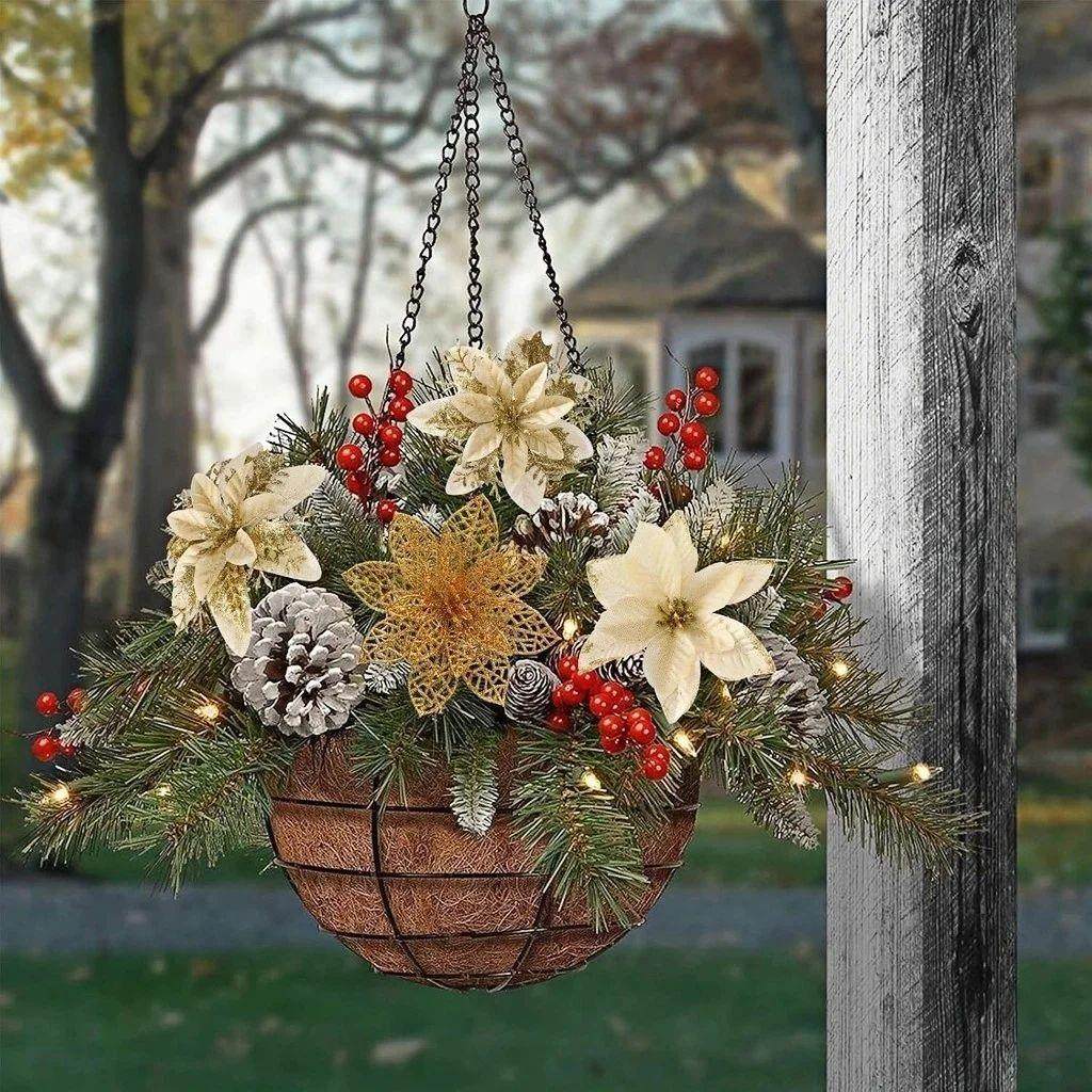 6-24Pcs 15cm Artificial Christmas Flowers with Clips Stems, - 图1