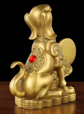 黄铜狗家居摆件精工元宝狗十二生肖铜狗坐地生财狗金属工艺品