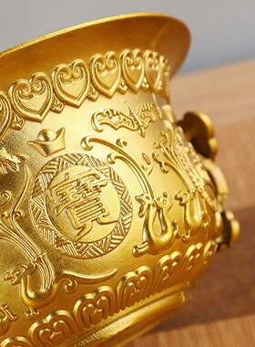 黄铜聚宝盆摆件黄铜如意聚宝盆铜盆店铺零钱客厅玄关店铺开业礼品