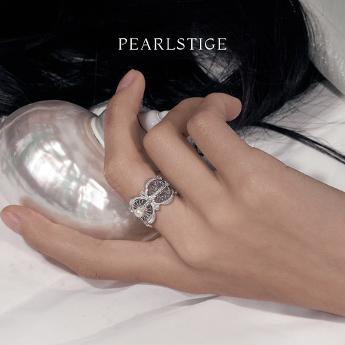 PEARLSTIGE至如人鱼系列灵漓珍珠戒指淡水珍珠精致优雅小众开口戒 - 图2