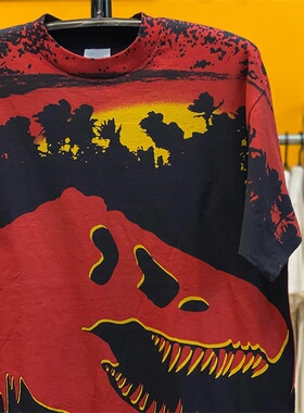 1993 Jurassic Park 侏罗纪公园大印花Vintage大码重磅短袖T恤