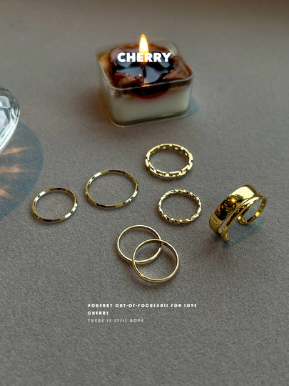 Conjunto de anillos estilo frío europeo y americano.