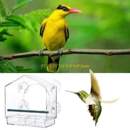 Acrylic Window Bird Feeder Large Size with Suction Cups - 图0