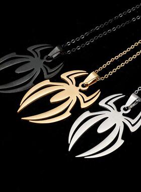 Kpop Fashion Spider Halloween Pendants Round Cross Chain Men